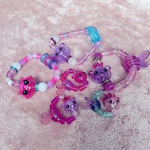 Girls 5 Pcs Fashionable Cat Jewelry Bracelet/Ring